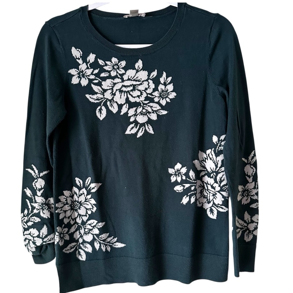 Loft Outlet Floral Patterned Sweater 100% Cotton - Picture 2 of 14